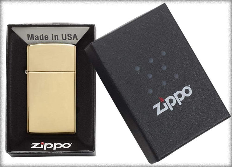 Zippo 1654B Feuerzeug 60001177 Polished Slim Benzinfeuerzeug, Messing, Brass high Polish, 1 x 3,5 x