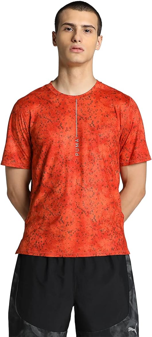 PUMA Herren Studio Yogini Lite Printed Trainings-T-Shirt XXL Chili Powder Orange, XXL Chili Powder O