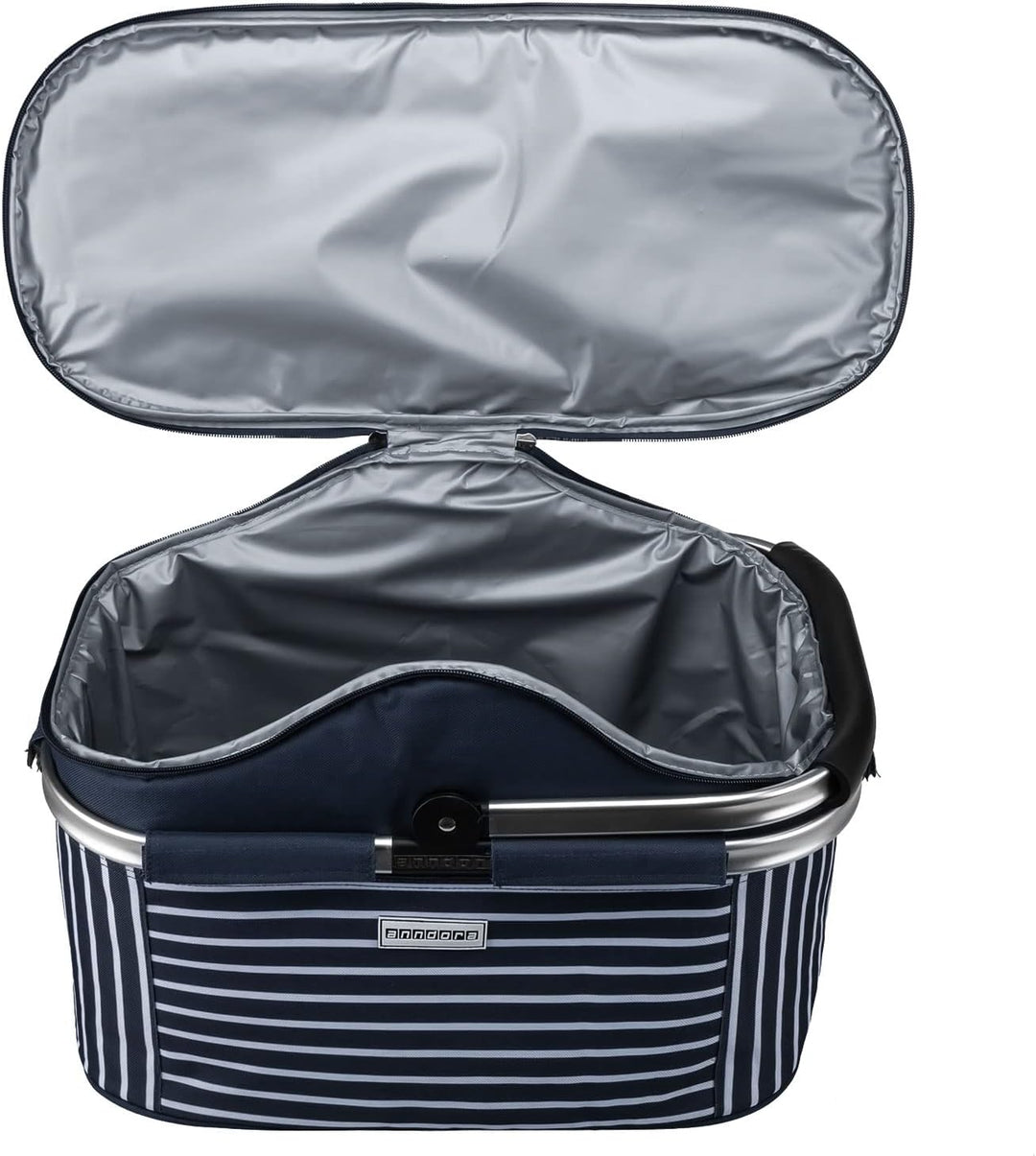 anndora Einkaufskorb 25 L Isolierkorb Picknick Kühlkorb - blau weiss gestreift Iso: Navy Gestreift,