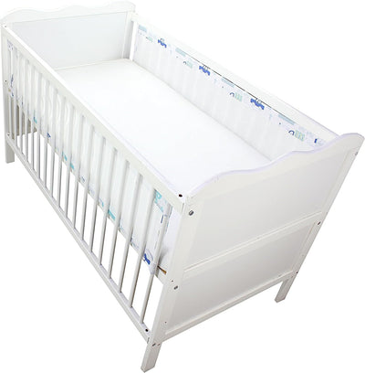 TupTam Gitterstäbe Schutz Netz Babybett Nestchen 3D Mesh 2 Pack, Farbe: Autos Blau, Grösse: ca. 128