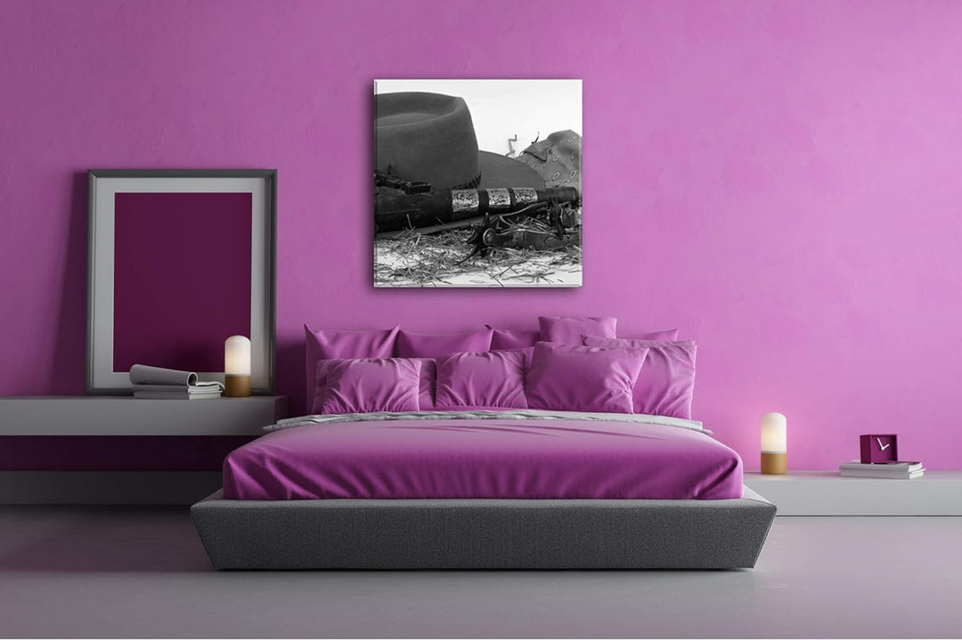 deyoli Wilder Westen Format: 70x70 Effekt: Schwarz&Weiss als Leinwandbild, Motiv auf Echtholzrahmen,