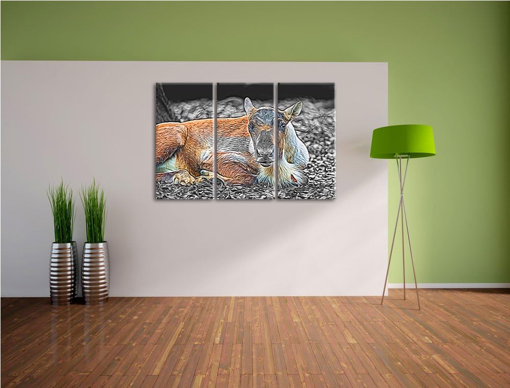 junger Elch schwarz/weiss Deluxe 3-Teiler Leinwandbild 120x80 Bild auf Leinwand, XXL riesige Bilder