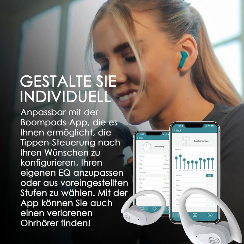 Boompods SportPods Ocean, Nachhaltige In Ear Kopfhörer kabellos, Bluetooth Kopfhörer Sport - Sportko