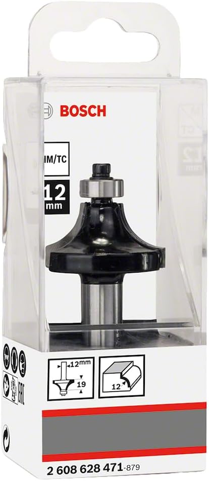 Bosch Professional Zubehör 2608628471 Abrundfräser 12 mm, R1 12 mm, L 19 mm, G 70 mm, R1 12 mm, L 19