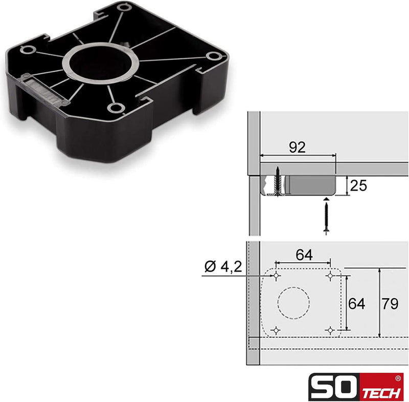 SOTECH 40er Set 100 mm Möbelfuss Sockelfuss Stellfuss verstellbar, 40er Set