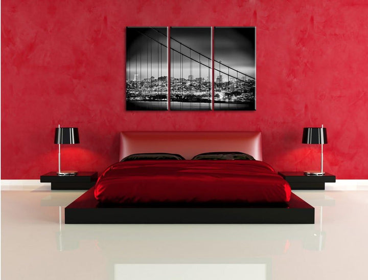 Pixxprint San Francisco Skyline als Leinwandbild/Grösse: 3 Teilig (120x80) cm/Wandbild/Kunstdruck/fe
