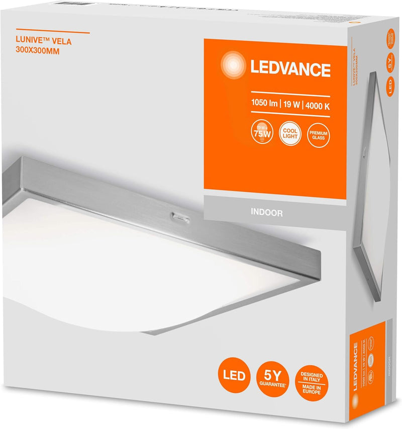 LEDVANCE LED Wand- und Deckenleuchte, Leuchte für Innenanwendungen, Kaltweiss, 305,0 mm x 305,0 mm x