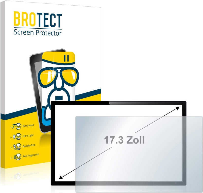 BROTECT 17.3" Panzerglasfolie Schutzfolie für Touch-Panel PCs mit 17,3 Zoll (43.9 cm) [383 x 215 mm,