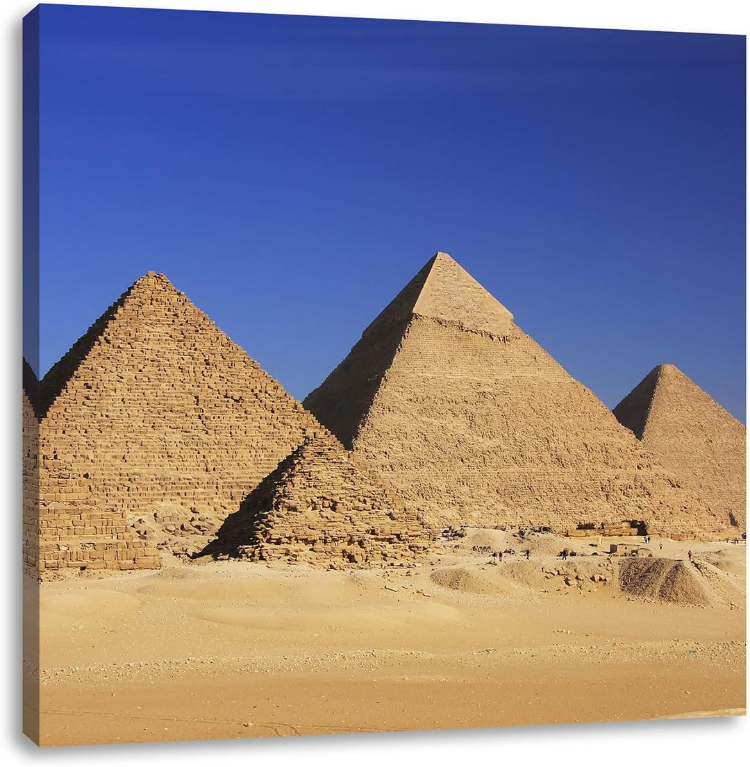 Pixxprint Pyramiden von Gizeh als Leinwandbild/Grösse: 70x70 cm/Wandbild/Kunstdruck/fertig bespannt,