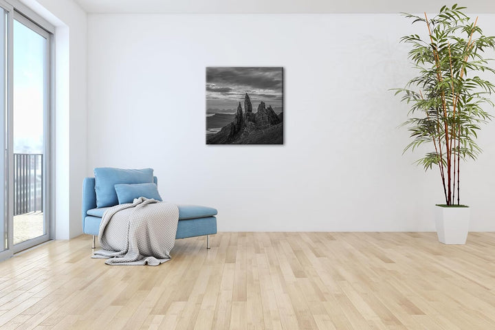 deyoli Felsenformation in Schottland Format: 70x70 cm Effekt: Schwarz/Weiss als Leinwandbild, Motiv
