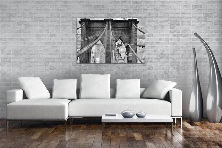 deyoli Brooklyn Brücke in Manhattan im Format: 80x60 als Leinwandbild, Motiv fertig gerahmt auf Echt