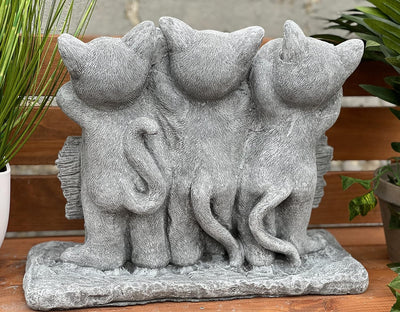 Stone and Style Steinfigur 3 Katzen Willkommen frostfest Gartenfigur ca. 8,1 kg