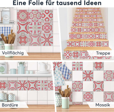 20 Stück Fliesenfolie für Bad und Küche 20x20 cm - Klebefliesen, Mosaikfliesen - selbstklebende Flie