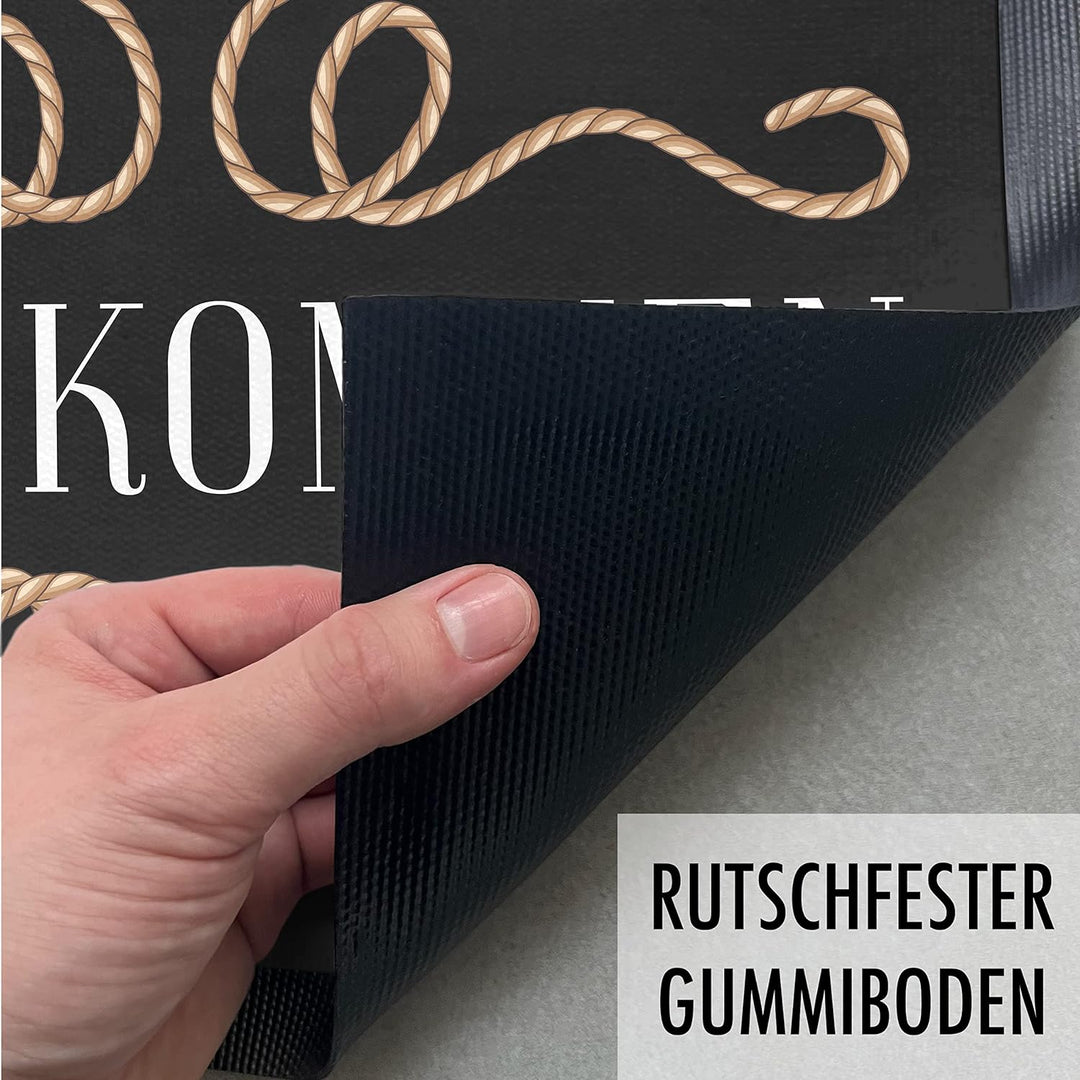 Trendation - Willkommen Fussmatte Grafik Schmutzfangmatte Geschenk Aussen Innenbereich 60x40 cm Wasc