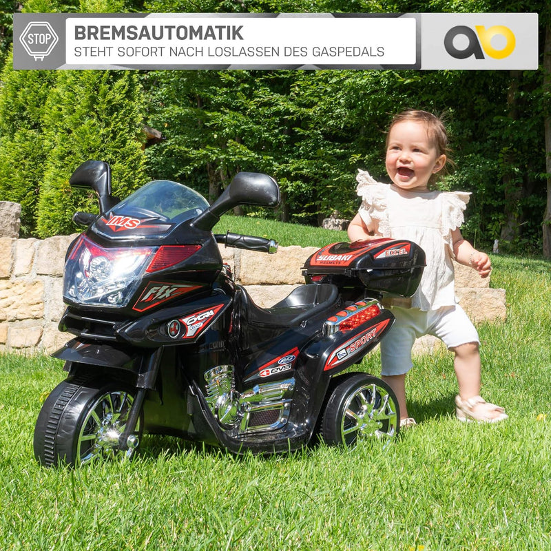 Actionbikes Motors Kinder Elektromotorrad C051 - Belastbarkeit 25 kg - Elektro Kinderdreirad mit Sou