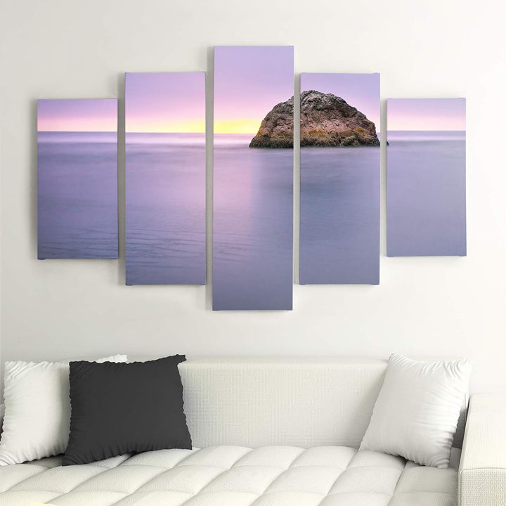 Wandbild Abstrakt 300x140 cm Deco Panel 5 Teilig XXL Kunstdruck Meer Fels rosa Deco Panel XXL 300x14