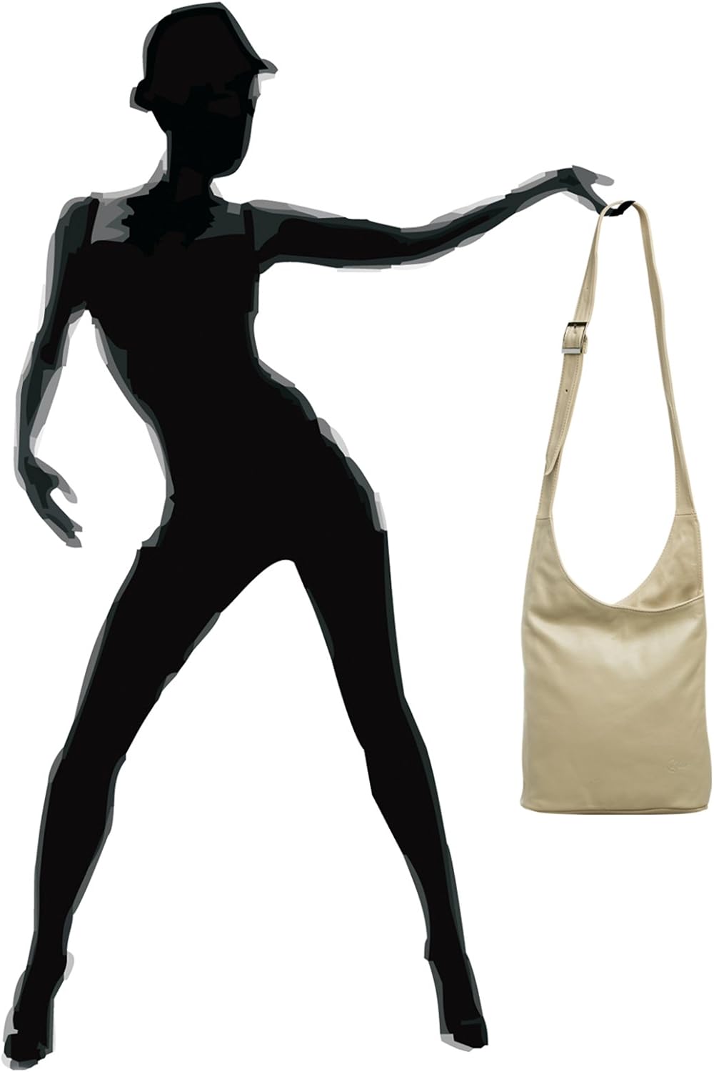 Caspar TL764 Damen Umhängetasche Messenger Bag aus feinstem Nappaleder Einheitsgrösse Beige, Einheit