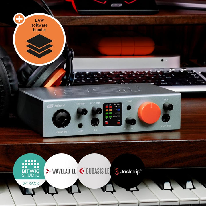 ESI Amber i1 | Professionelles 24-bit / 192 kHz USB Audio Interface mit 2 Eingängen und 2 Ausgängen