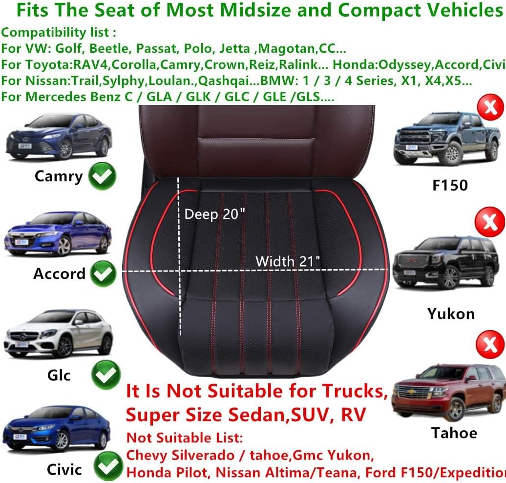 HONCENMAX Auto Sitzauflage Sitzbezüge Sitzkissen Autoabdeckung Auto Sitzauflagen Leder - rutschfest/