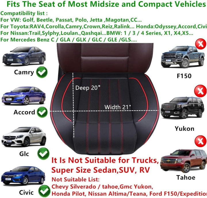 HONCENMAX Auto Sitzauflage Sitzbezüge Sitzkissen Autoabdeckung Auto Sitzauflagen Leder - rutschfest/