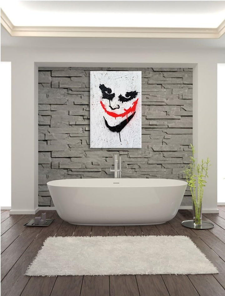 Pixxprint Joker Format: 100x70 auf Leinwand, XXL riesige Bilder fertig gerahmt mit Keilrahmen, Kunst