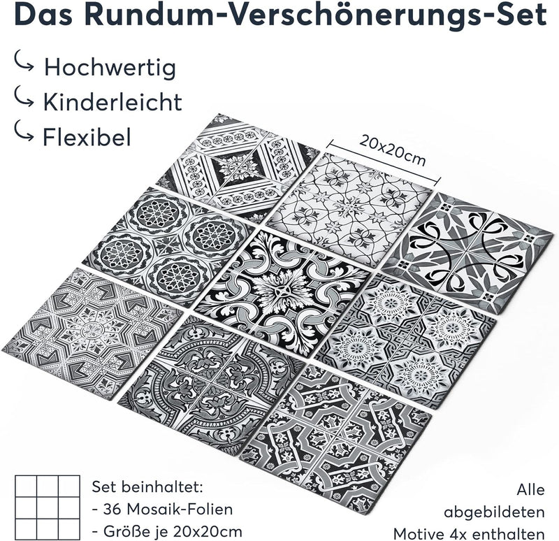Fliesenmuster Deko-Folie Fliesen - Klebefliesen Mosaikfliesen Stickerfliesen I Fliesen-Folie Sticker