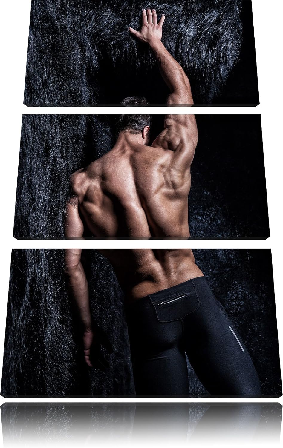 Pixxprint Muskulöser sexy Mann als Leinwandbild | Grösse: 3 Teilig (120x80) | Wandbild| Kunstdruck |