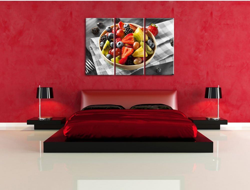 Pixxprint Gesunde Obstvielfalt / 3-Teilig/Gesamtmass 120cm Leinwandbild bespannt auf Holzrahmen/Wand