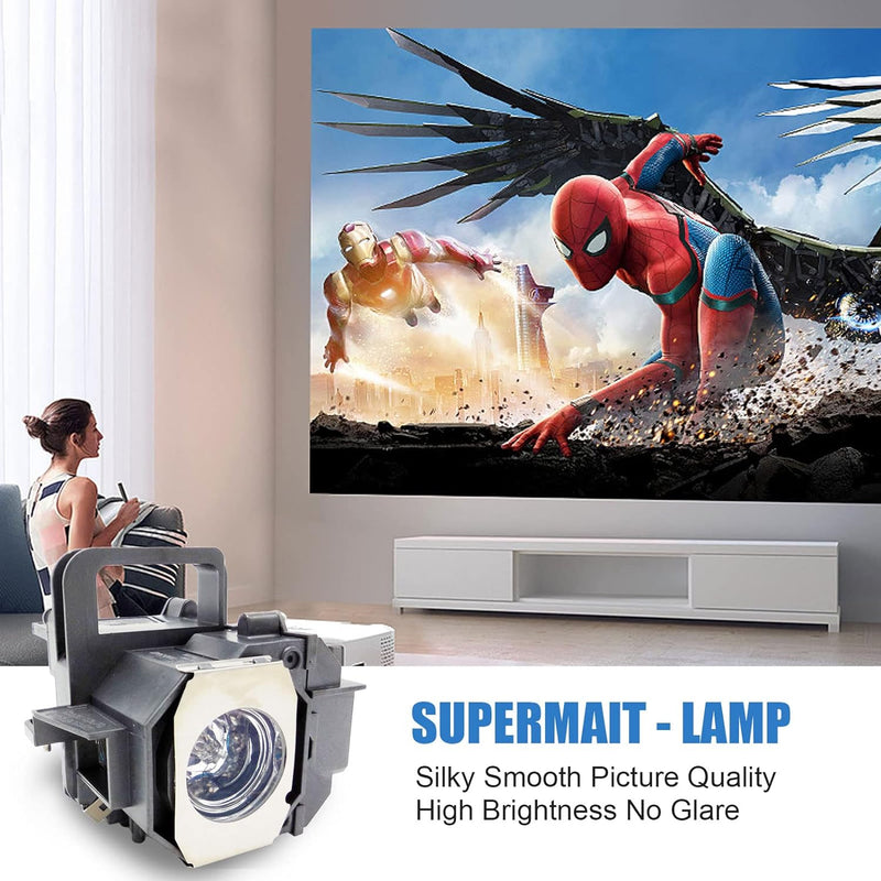 Supermait EP49 A++ Qualität Ersatz Projektorlampe Lampe mit Gehäuse kompatibel mit Elplp49 kompatibe