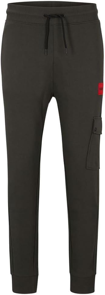 HUGO Herren Dwellrom Relaxed-Fit Jogginghose mit rotem Logo-Label S Dark Grey23, S Dark Grey23