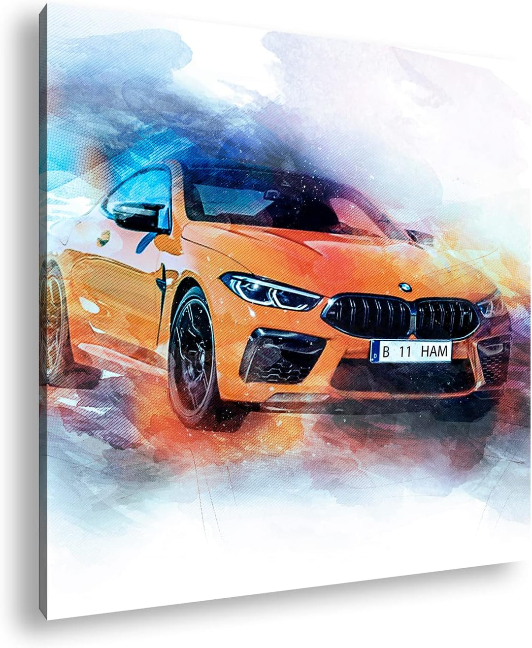küstlericher Sportwagen Format: 60x60 als Leinwandbild, Motiv fertig gerahmt auf Echtholzrahmen, Hoc
