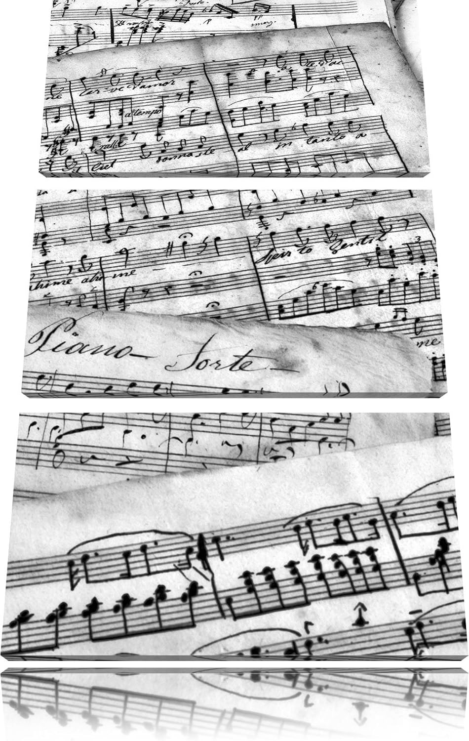 Pixxprint Stilvolle alte Notenblätter als Leinwandbild/Grösse: 3 Teilig (120x80) cm/Wandbild/Kunstdr