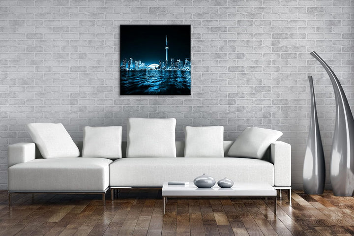 deyoli farbenfrohe Küste von Toronto Format: 70x70 Effekt: Monocrome Blau als Leinwand, Motiv fertig