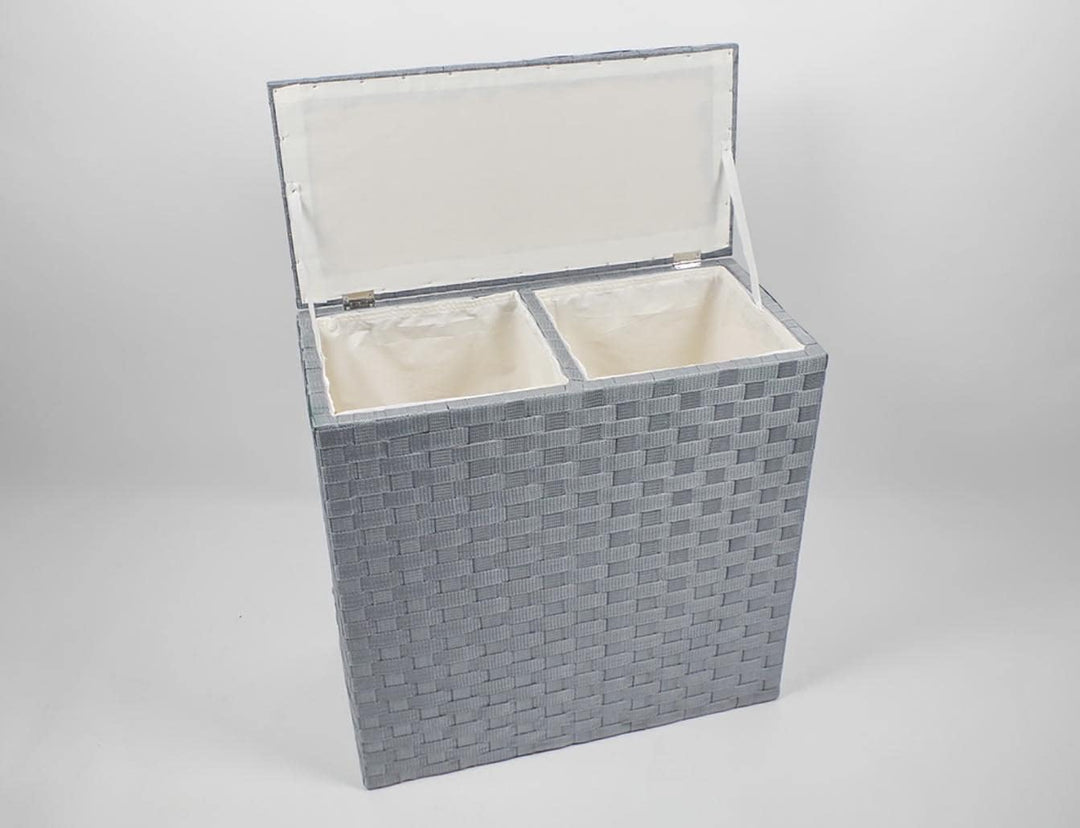 Kobolo Wäschesammler Wäschesortierer - Nylon - grau - 125L - 2 Fächer