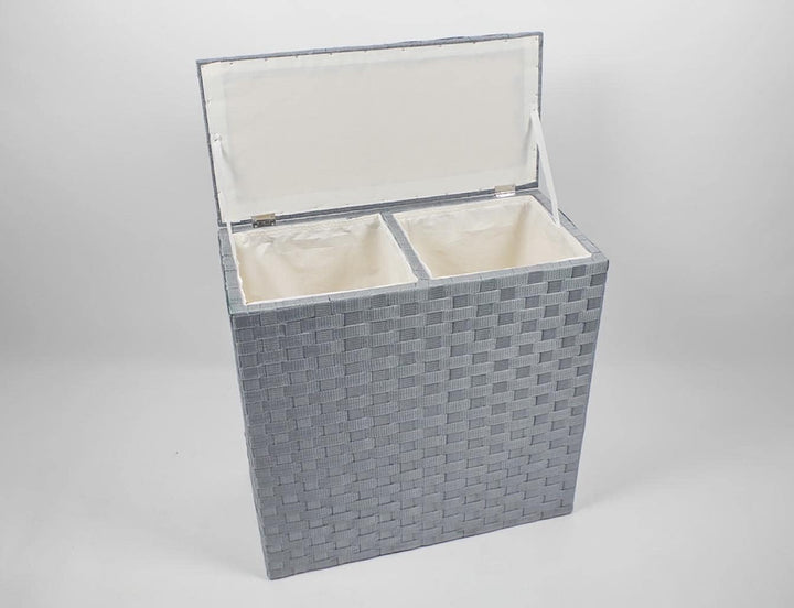 Kobolo Wäschesammler Wäschesortierer - Nylon - grau - 125L - 2 Fächer