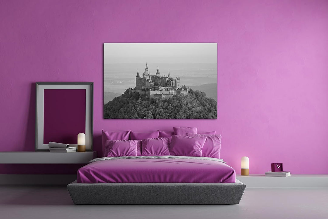deyoli Burg in Hohenzollern Effekt: Schwarz/Weiss Format: 60x40 als Leinwandbild, Motiv fertig gerah