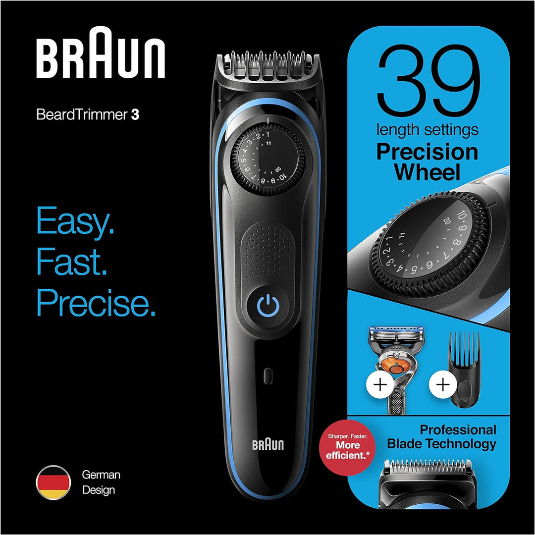 Braun – 81705178 – BT3240 Bart- und Haarschneider, 39 Längeneinstellungen, Schwarz/Blau BT3240 Singl