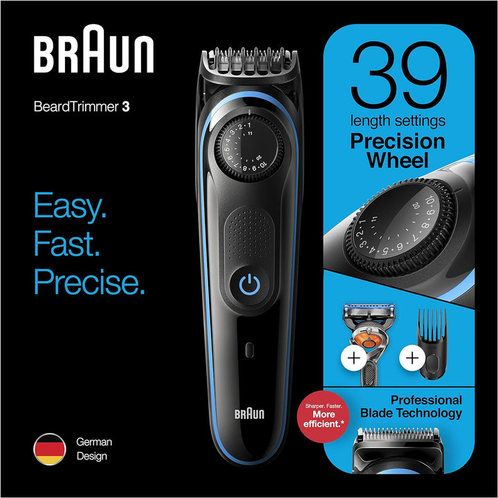 Braun – 81705178 – BT3240 Bart- und Haarschneider, 39 Längeneinstellungen, Schwarz/Blau BT3240 Singl