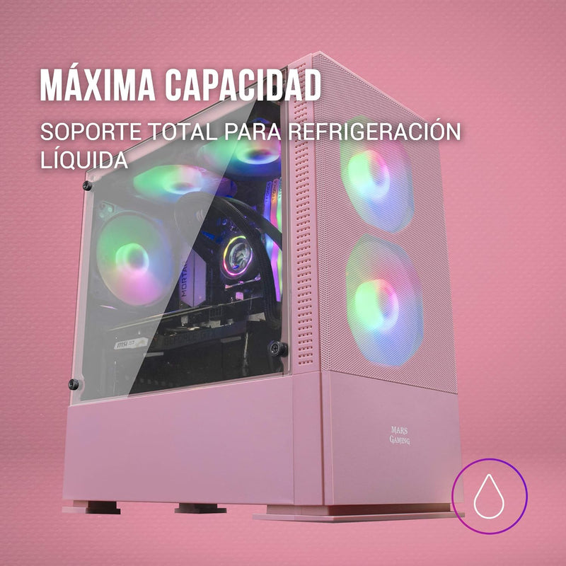 Mars Gaming MCZP, Premium-Kompakt-PC-Gehäuse, MicroATX, Panel + Front Mesh, Pink, MCZP