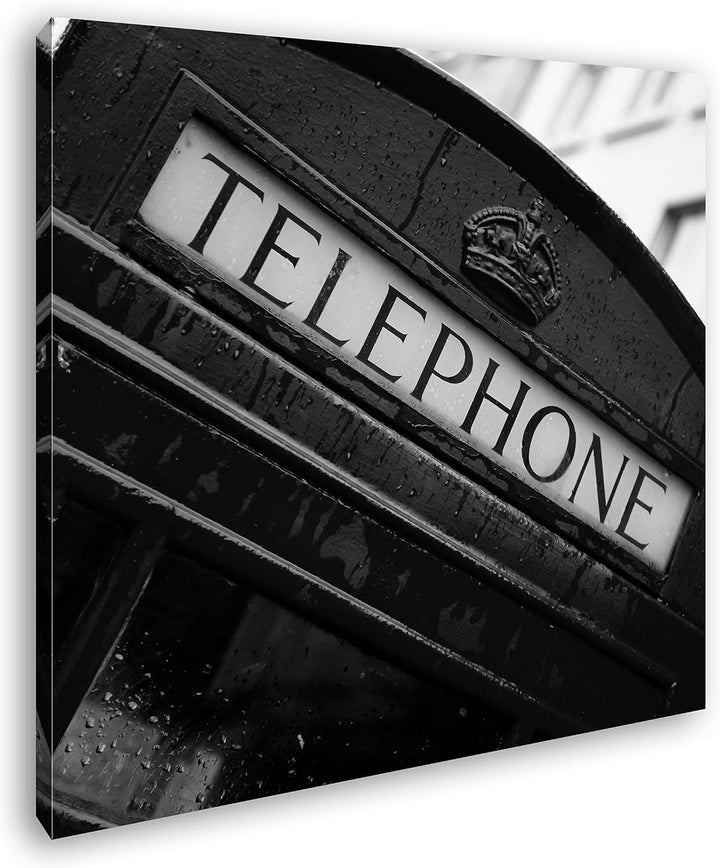 deyoli Englische rote Telefonzelle Format: 70x70 Effekt: Schwarz&Weiss als Leinwandbild, Motiv ferti