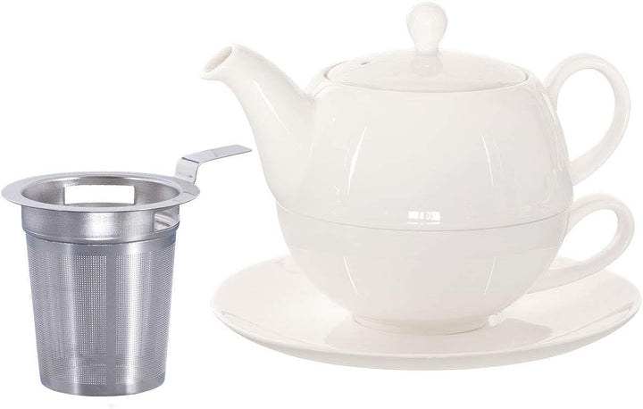 tea4chill Buchensee Tea for One mit Sieb Lena 500ml aus Crystal Bone China Porzellan in fein-cremige