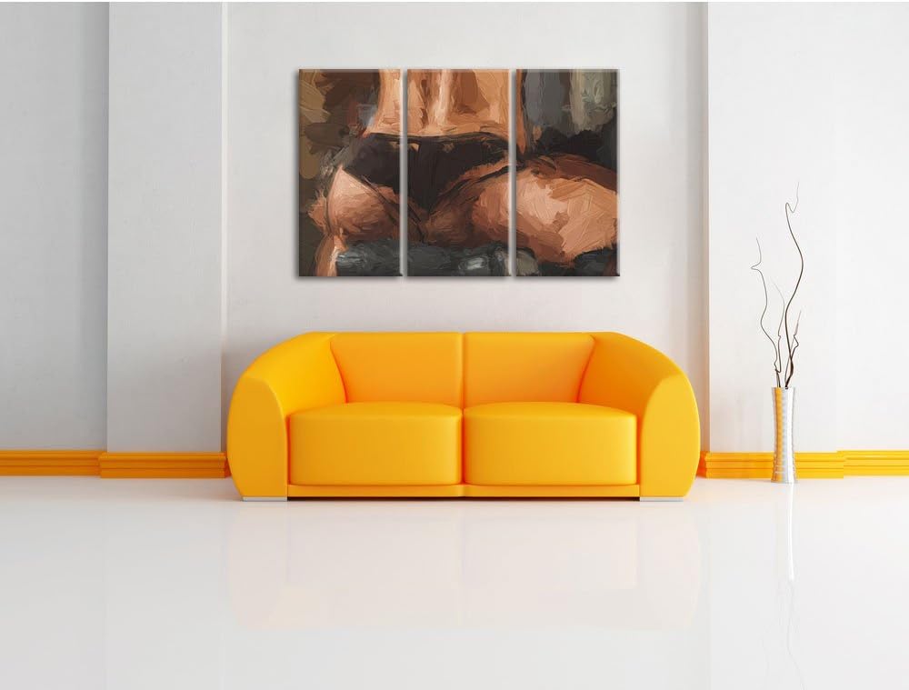 Pixxprint Frauenkörper von hinten als Leinwandbild/Grösse: 3 Teilig (120x80) cm/Wandbild/Kunstdruck/