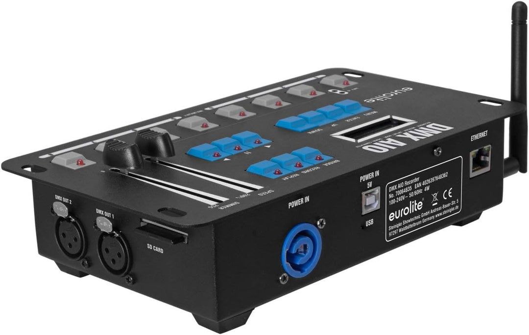 EUROLITE DMX AIO Recorder, Merger, Artnet Node, Signalwandler | DMX-Recorder für 2 Universen