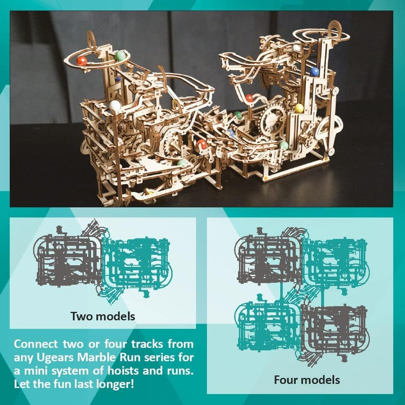 UGEARS DIY Murmelbahn Holz Spirale - Marble Run 3D Holzpuzzle Erwachsene - Holzkugelbahn Modellbausa