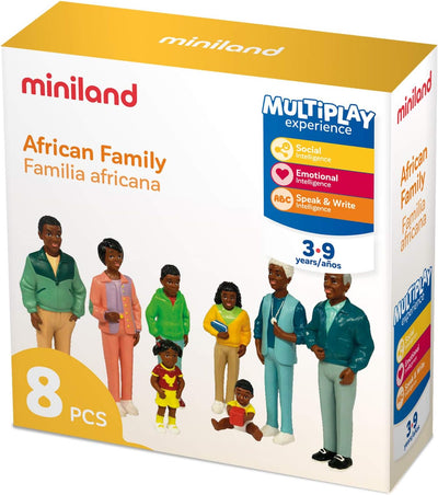 Miniland 27396 - Afrikanische Familie 8 Figuren 12,5 cm / 4,5 cm, Merhfarbig