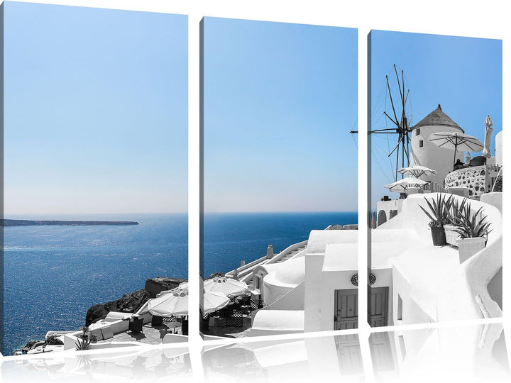 Pixxprint Club Kalimera Kriti in Kreta / 3-Teilig/Gesamtmass 120cm Leinwandbild bespannt auf Holzrah