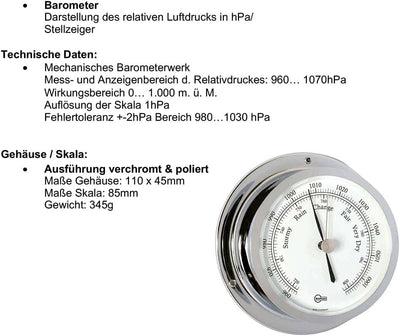 Barigo 1185cr Barometer Star Chrom B x H: 110 mm x 45 mm