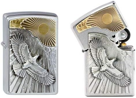 Zippo Feuerzeug 2003192 Eagle Sun-Fly Emblem Benzinfeuerzeug, Messing, Eagle Sun-Fly