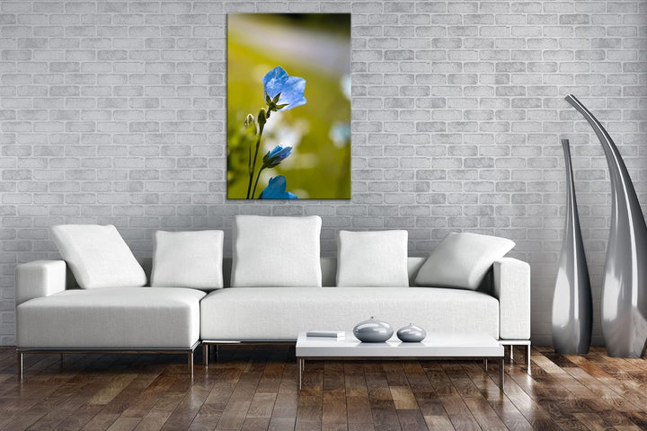 deyoli bezaubernde blaue Blume Format: 80x60 als Leinwandbild, Motiv fertig gerahmt auf Echtholzrahm