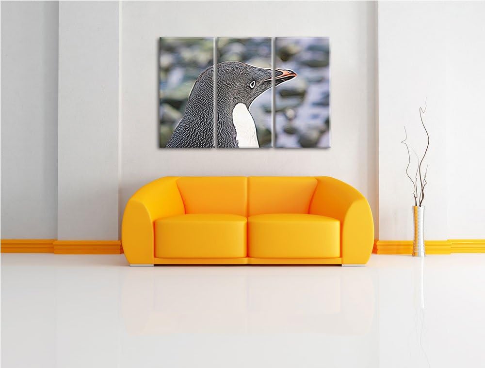 niedlicher Adeliepinguin NewArt 3-Teiler Leinwandbild 120x80 Bild auf Leinwand, XXL riesige Bilder f